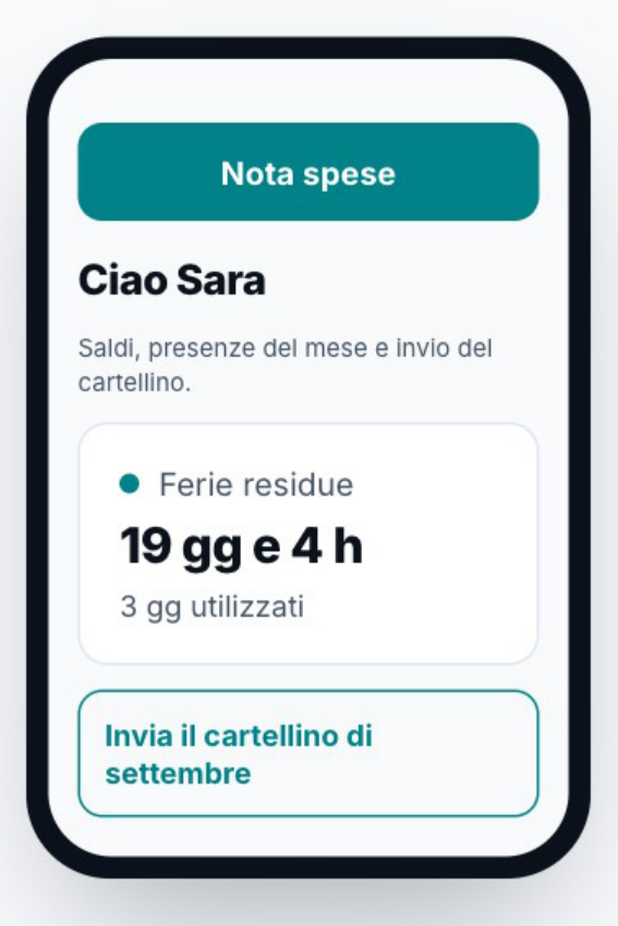 Ovvio HR sul telefono: saldi ferie e invio del cartellino